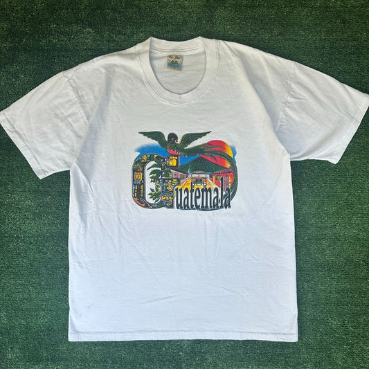 Vintage 90s Guatemala Tropical Bird T-Shirt Gorpcore Nature Mayan Colorful L