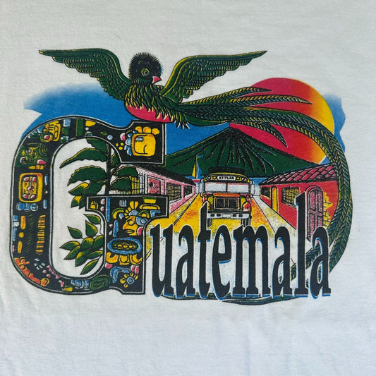 Vintage 90s Guatemala Tropical Bird T-Shirt Gorpcore Nature Mayan Colorful L
