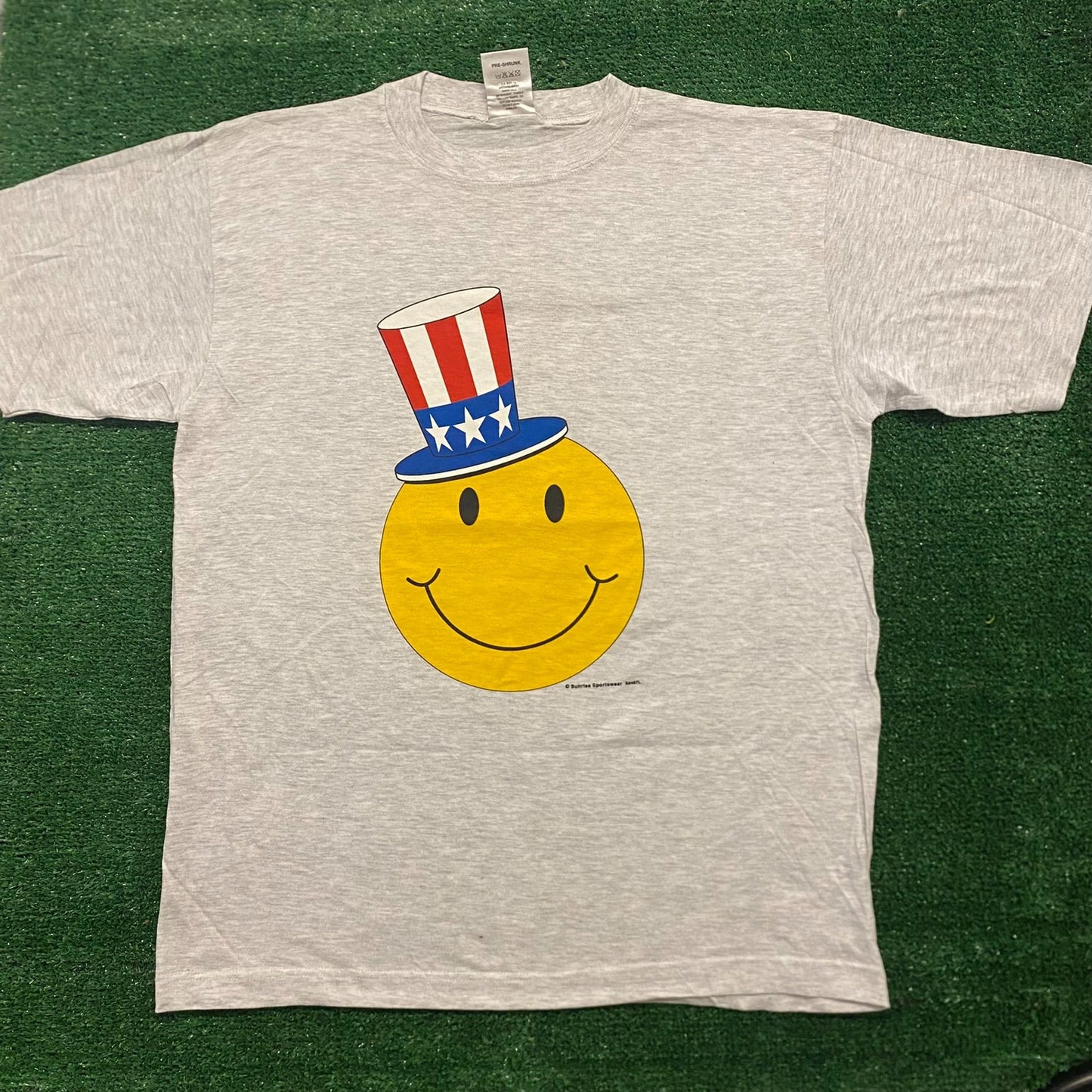 USA American Uncle Sam Smiley Vintage 90s Emoji T-Shirt