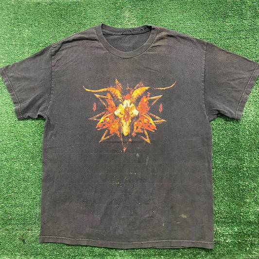 Vintage Y2K Slipknot Iowa Metal Band Skull Sun Faded Tee