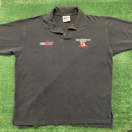 Vintage NASCAR Dale Earnhardt Embroidered Black Polo Shirt