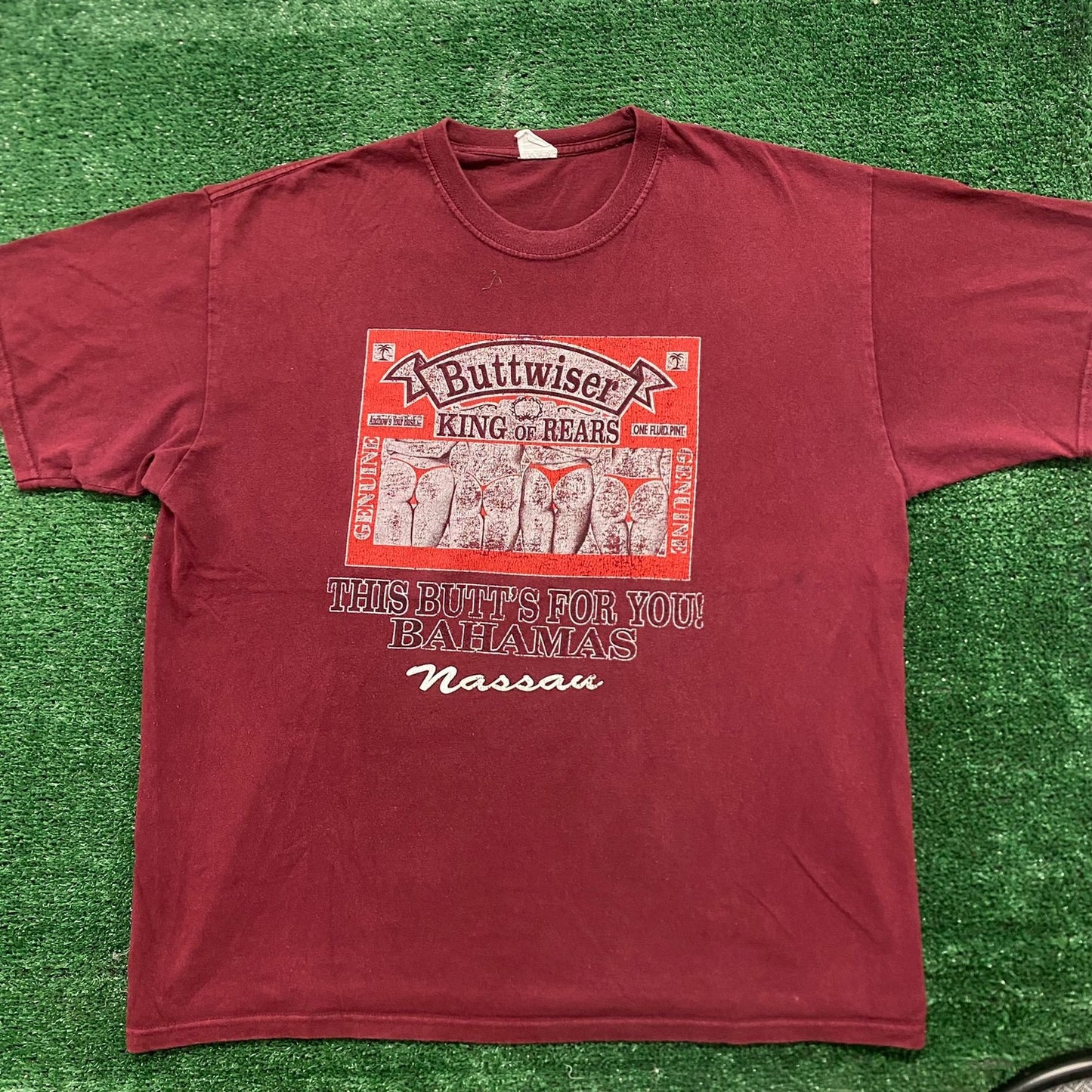 Vintage 90s Budweiser Butt Parody Essential Tourist Tee