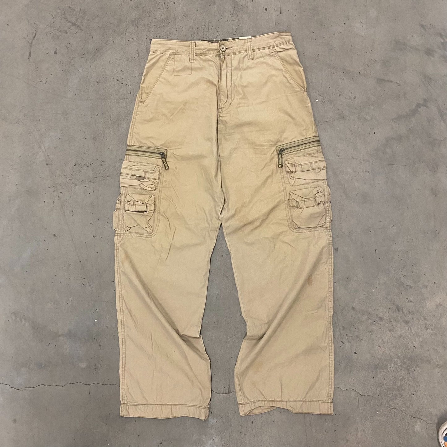 Vintage Y2K Khaki Cargo Pants Utility Tonal Drill Bottoms