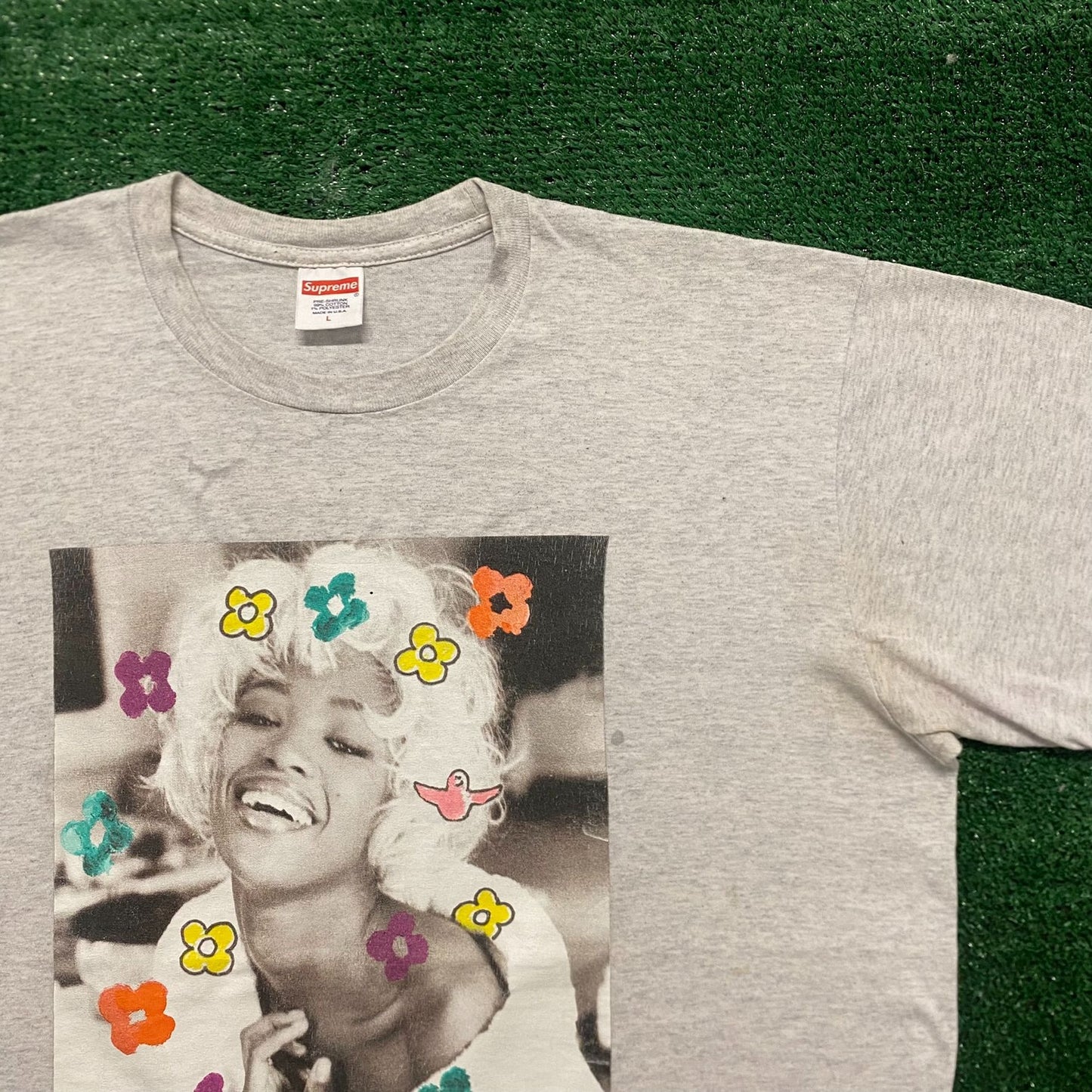 Supreme Naomi Campbell Floral T-Shirt Ash Gray