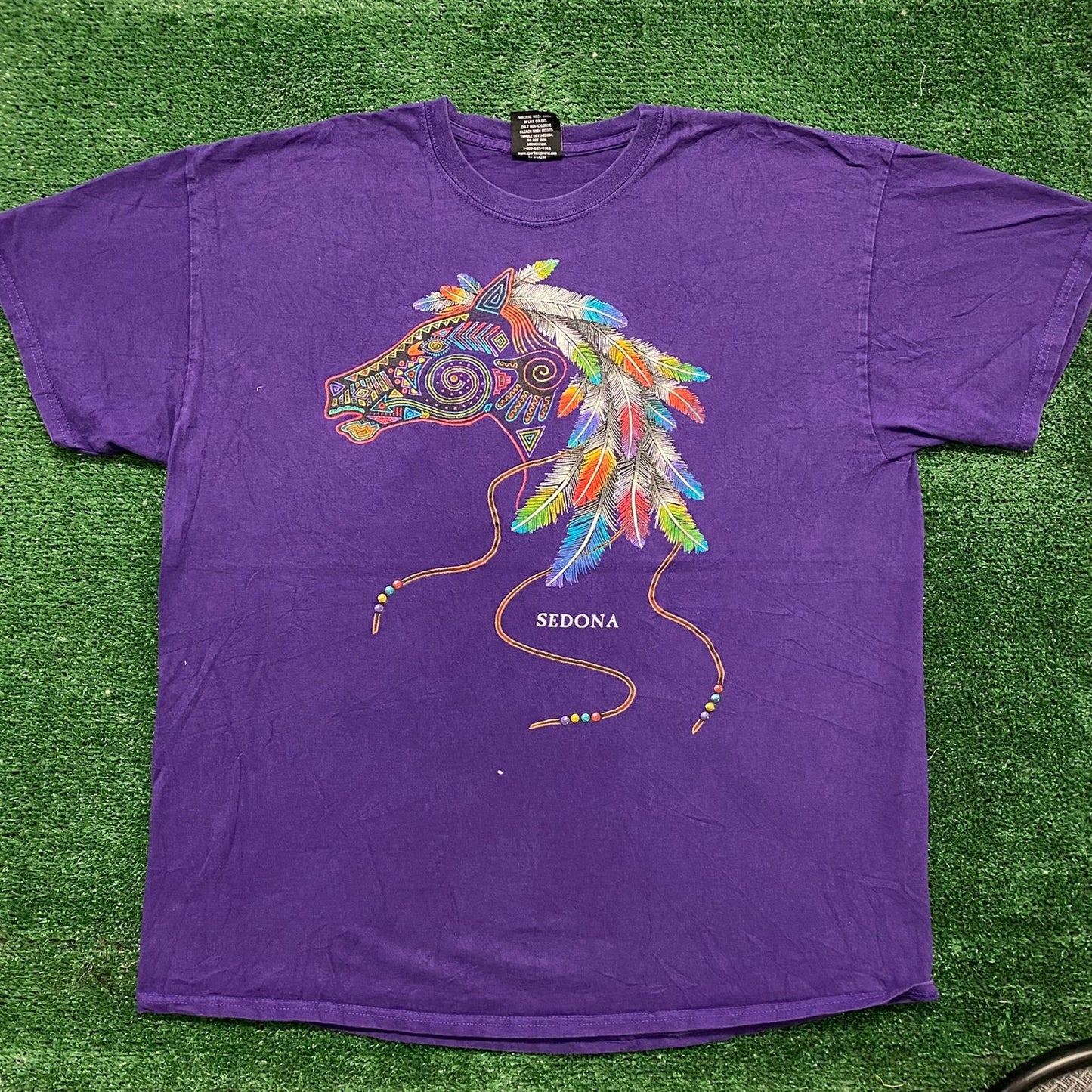 Vintage 90s Sedona Arizona Tribal Horse Art Tourist Tee