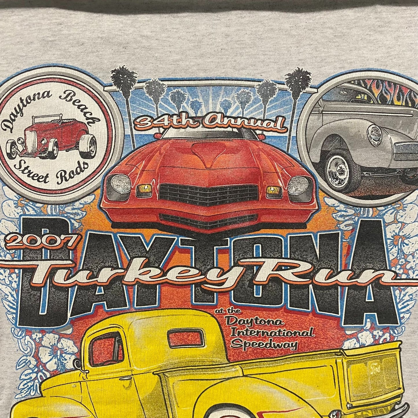 Vintage Y2K Daytona Hot Rods Shirt Turkey Run Racing Tee