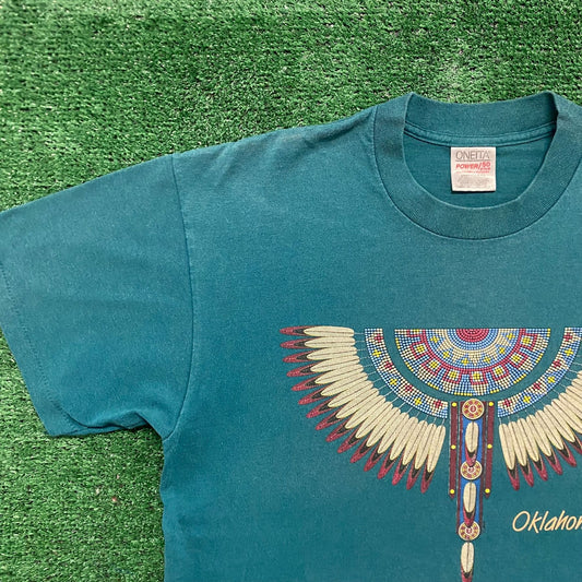 Vintage 90s Oklahoma Tribal Art Single Stitch Tourist Tee