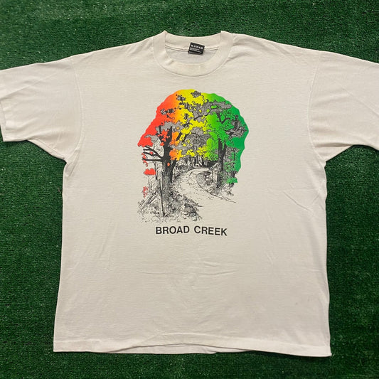 Rainbow Forest Trees Vintage 90s Nature T-Shirt