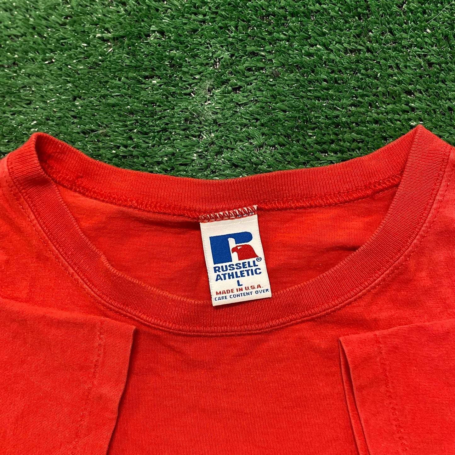 Vintage 90s Russell Athletic Blank Red Single Stitch Tee