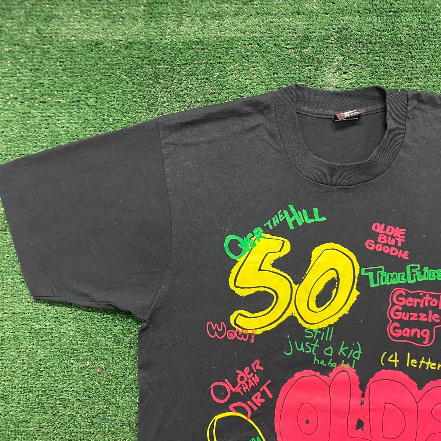 Vintage 80s Mid Life Crisis Neon Funny Single Stitch Tee