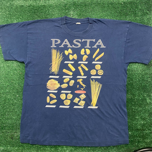 Vintage 80s Pasta Types Single Stitch Sun Faded Food Tee