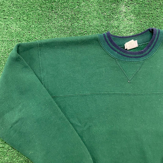 Vintage 90s Dark Forest Green Blank Crewneck Sweatshirt