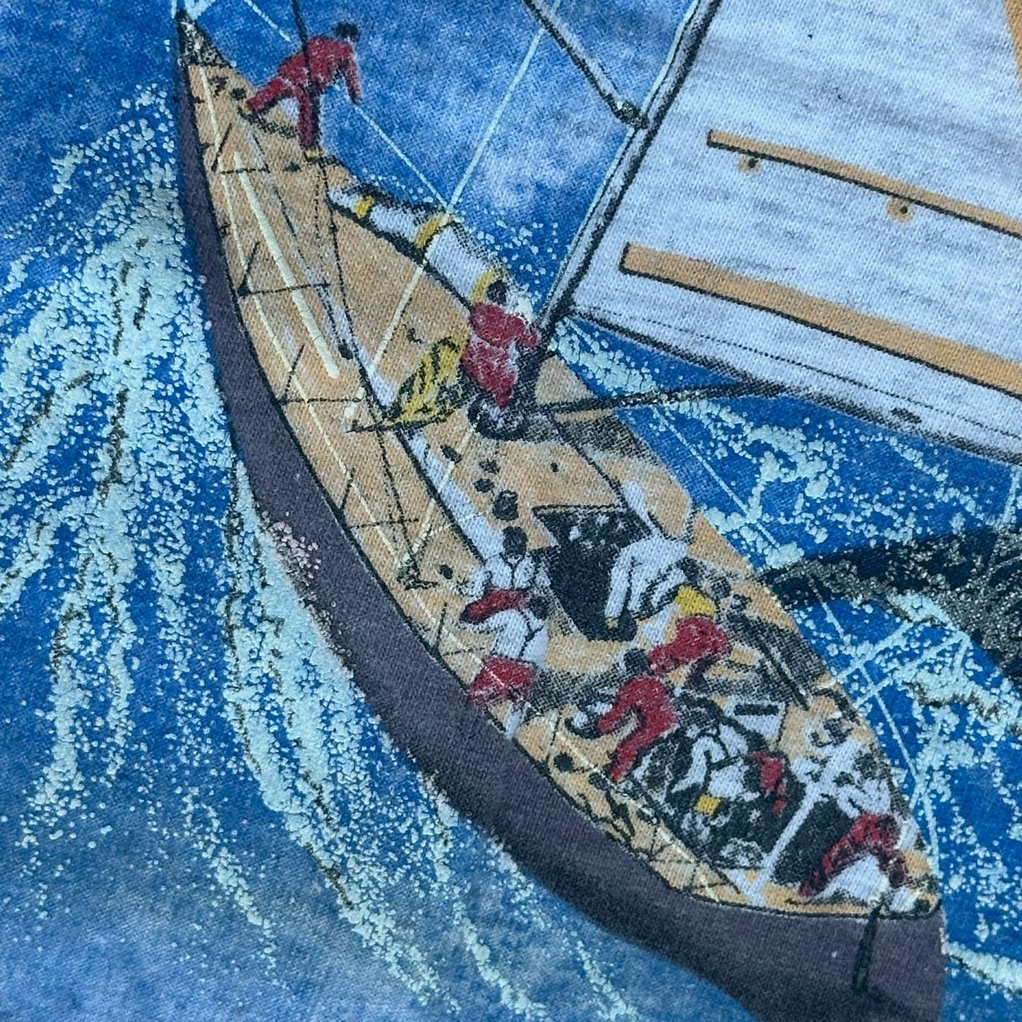 Vintage 90s Sailboat Seagull T-Shirt Gray L Single Stitch Nautical Coastal 1994