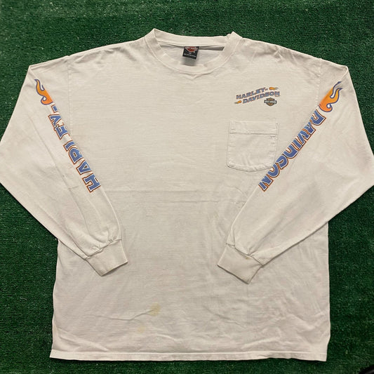 Vintage Y2K Harley Davidson Flame Essential Baggy Biker Tee