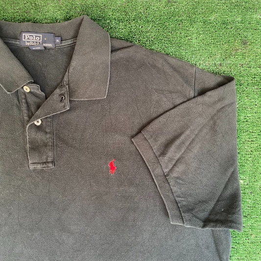 Vintage 90s Ralph Lauren Polo Shirt Black Logo Preppy Basic