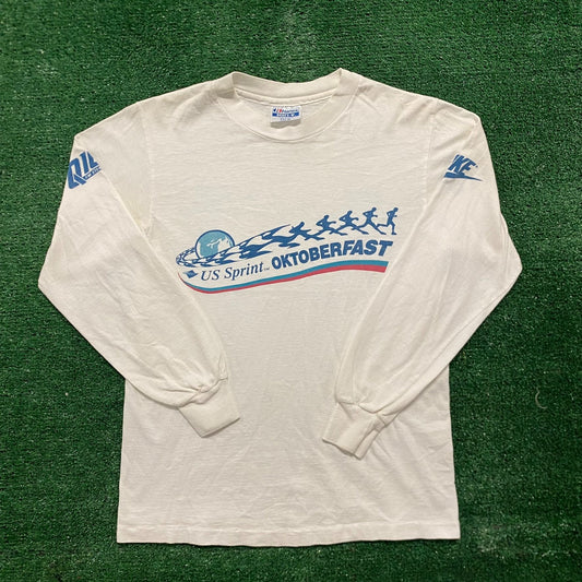 Vintage 80s Nike Running 5K Single Stitch Long Sleeve Tee