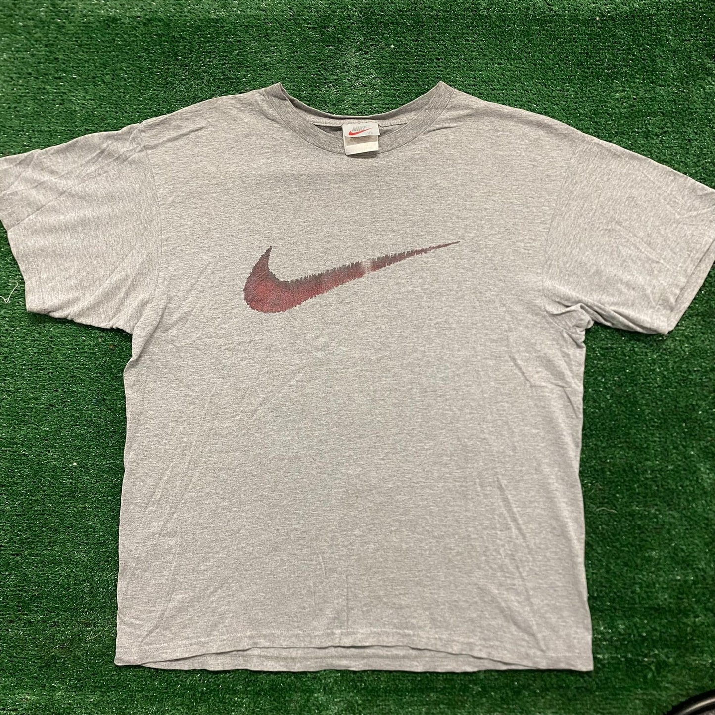 Vintage 90s Nike Center Swoosh Shirt Gray Athletic Logo Tee