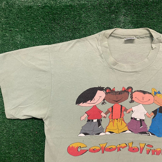 Vintage 90s Color Blind Slogan Single Stitch Punk Skater Tee