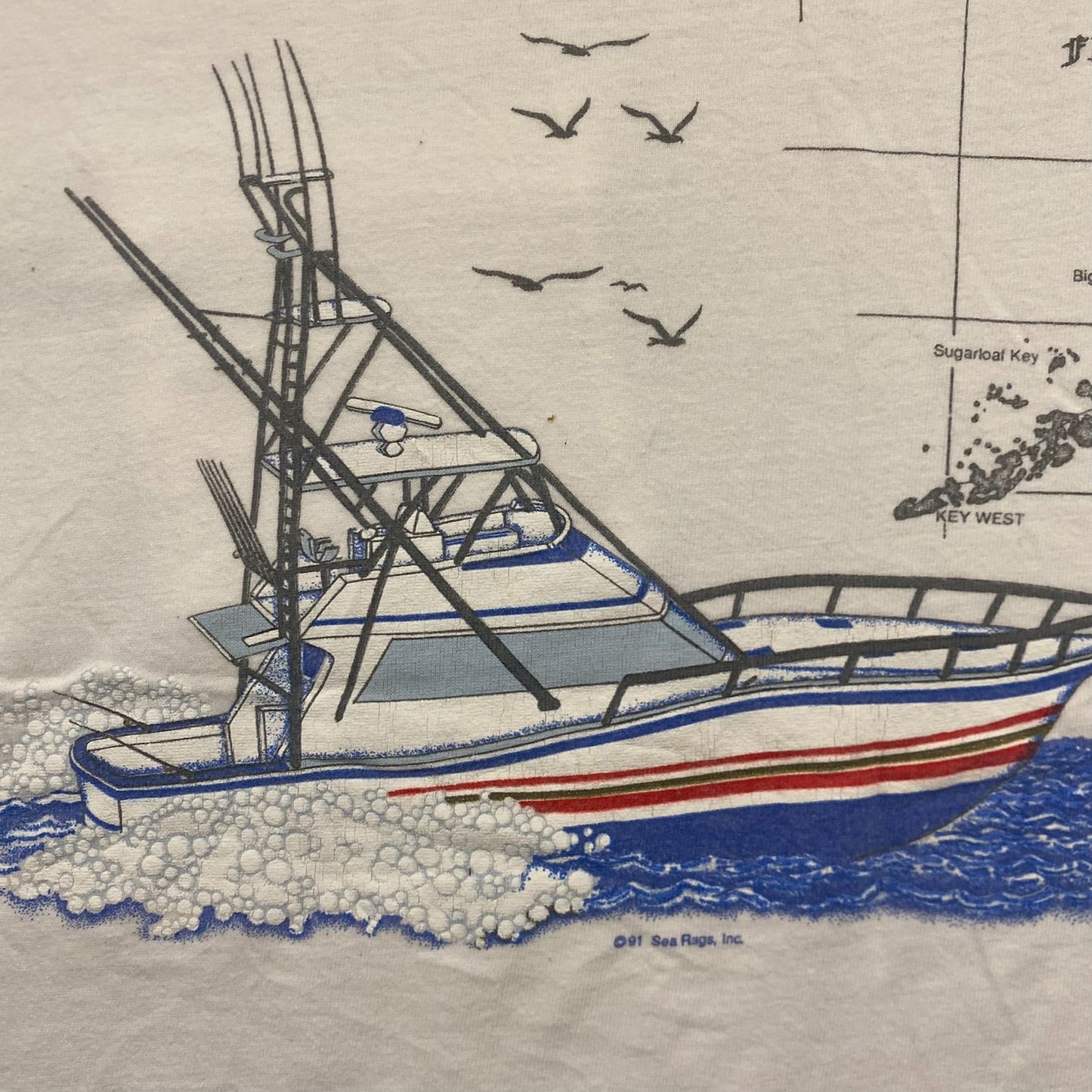 Vintage 90s Essential Florida Keys Map Single Stitch T-Shirt
