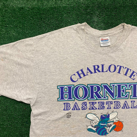 Vintage 90s Essential Charlotte Hornets Basketball T-Shirt