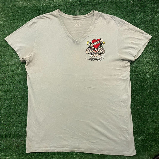 Vintage Y2K Ed Hardy Love Skull Heart Tattoo Logo Punk Tee