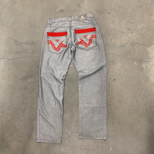 Vintage Y2K Embroidered Essential Gray Denim Jeans