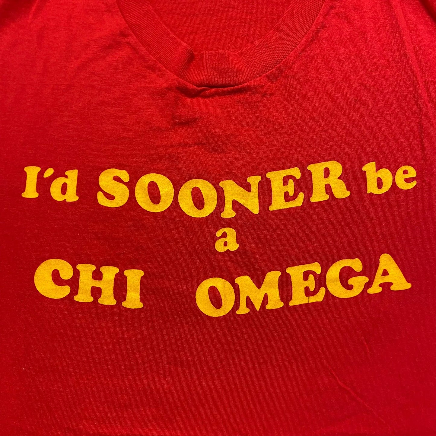 Vintage 80s Oklahoma Sooners Chi Omega Fraternity Quote Tee