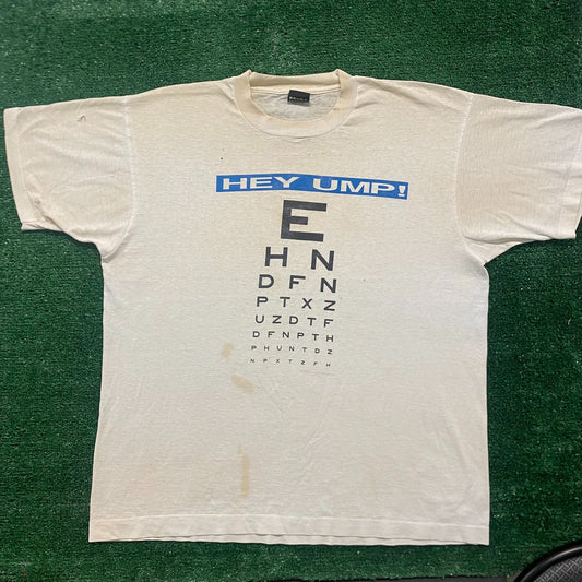 Vintage 80s Baseball Eye Test Single Stitch Sports Humor Tee