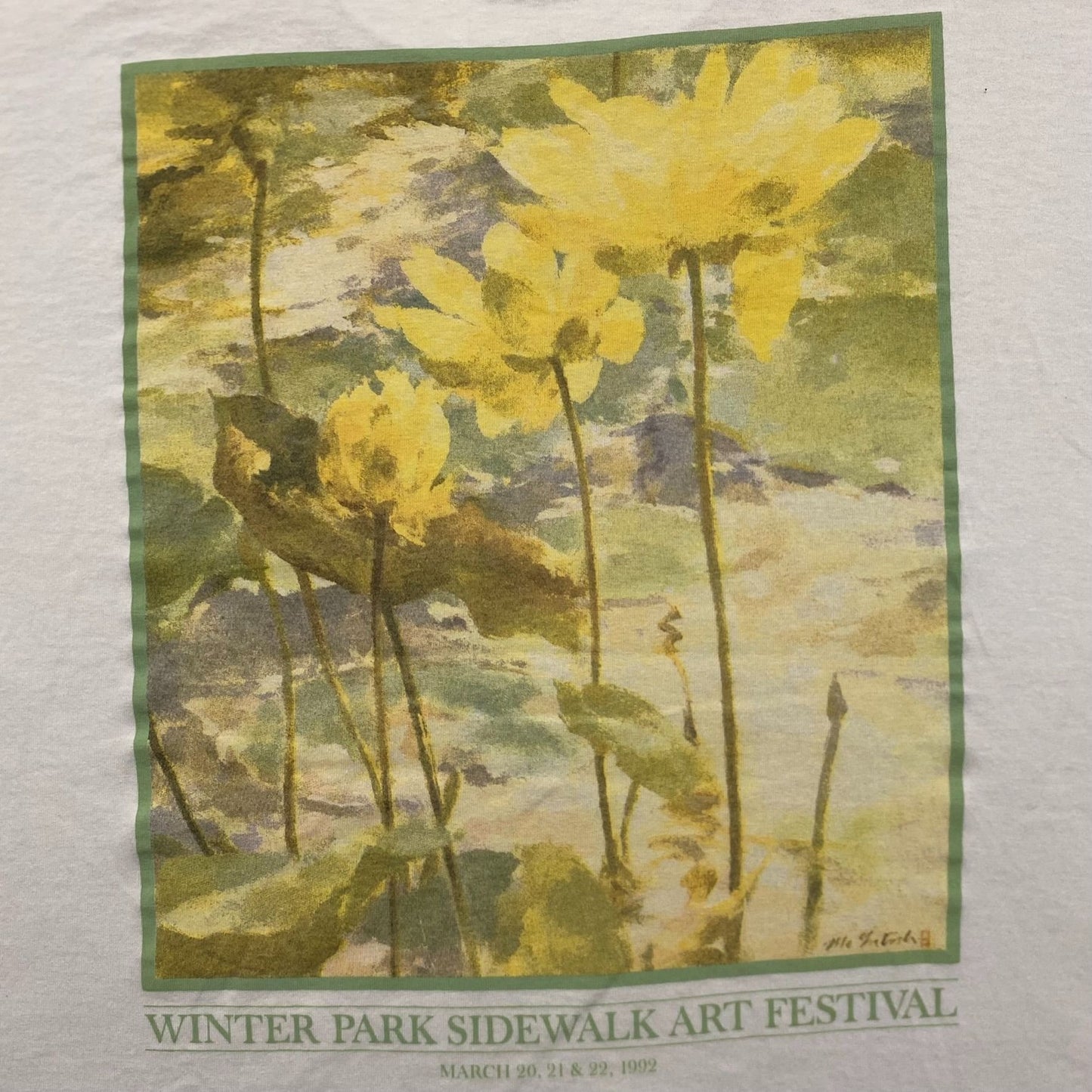 Vintage 90s Watercolor Art Festival Flower Single Stitch Tee