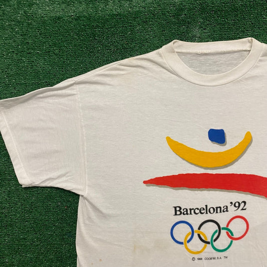 Vintage 90s 1992 Olympics Barcelona Single Stitch Sports Tee