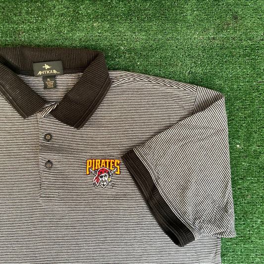 Vintage Y2K Pittsburgh Pirates Polo Shirt Striped Logo MLB