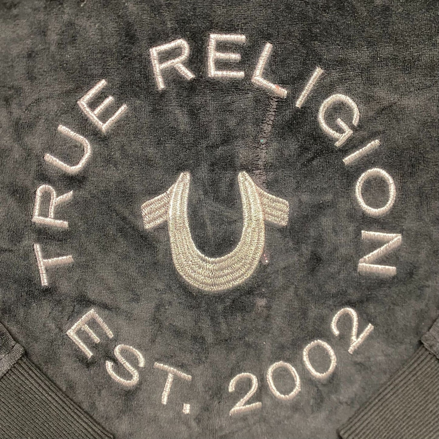Vintage Y2K True Religion Velour Horseshoe Logo Hoodie