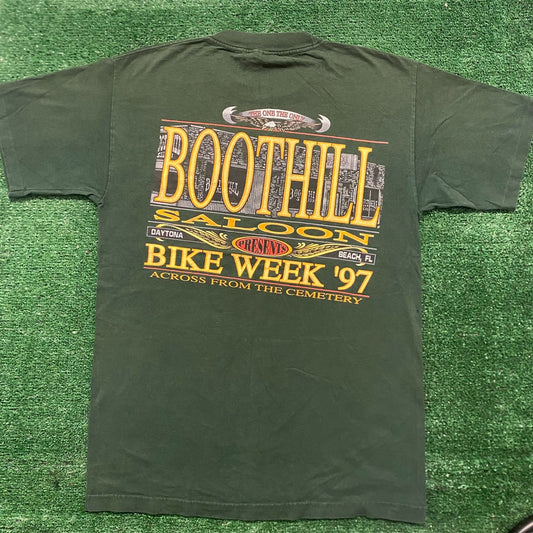 Vintage 90s Boot Hill Saloon Daytona Bike Week Sun Faded Tee