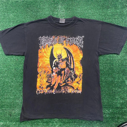 Vintage 90s Cradle of Filth Behind Satan Gothic Metal Band Tee