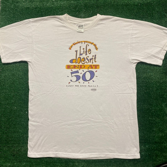 Vintage 80s Age 50 Humor Shirt Shoebox Greetings Funny Tee