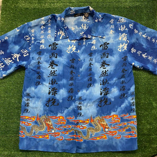 Vintage Y2K Japan Dragon Flame Baggy Essential Punk Shirt