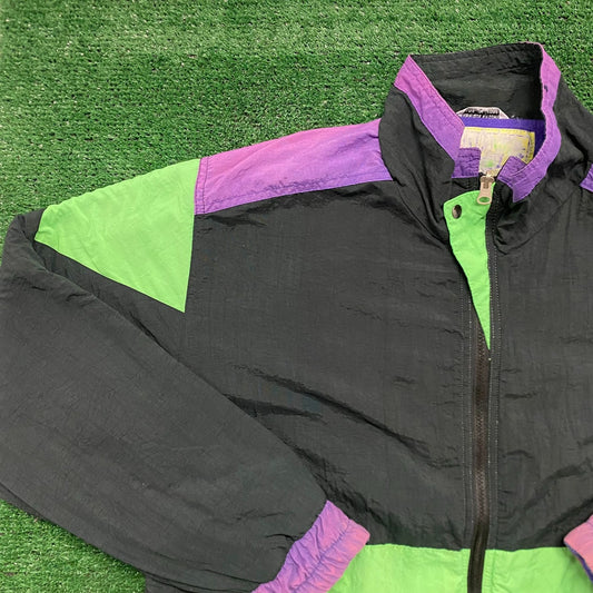 Vintage 90s Neon Green Ski Snowmobile Color Block Jacket