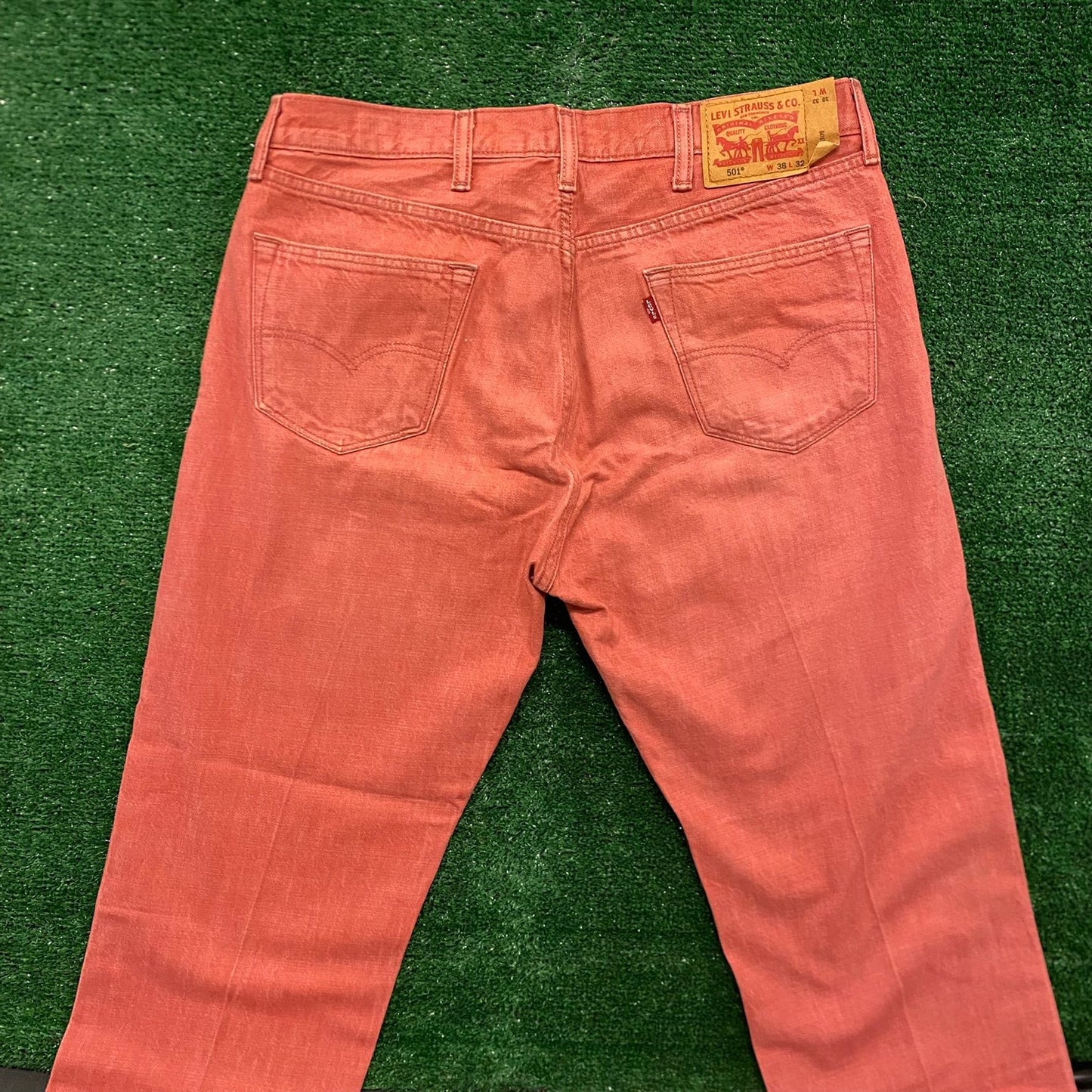 Levi's 501 Faded Red Straight Fit Vintage Denim Jeans Pants