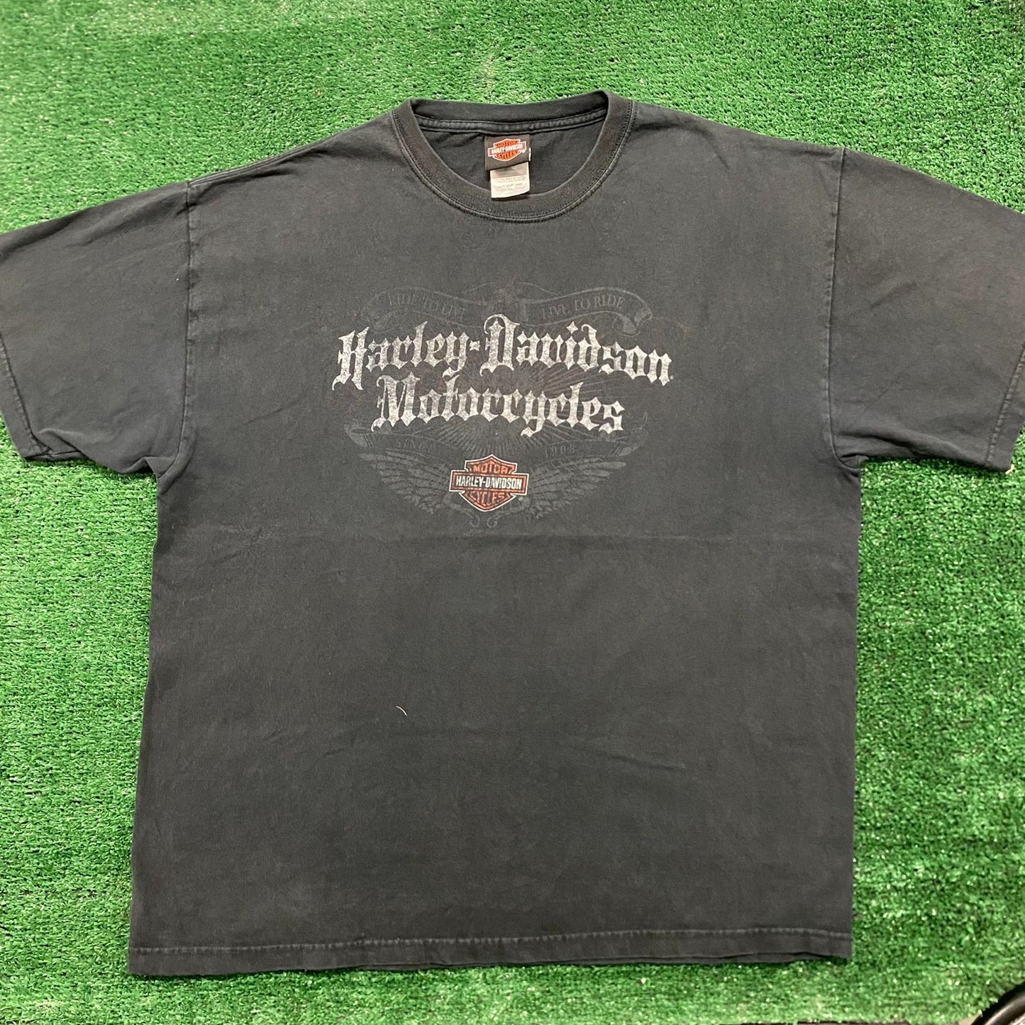 Vintage Y2k Sun Faded Harley Davidson England Gothic T-Shirt