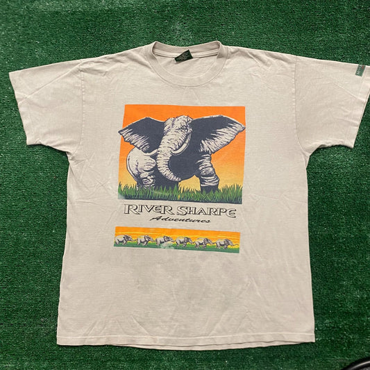 Vintage 90s Elephant Nature Art Essential Single Stitch Tee