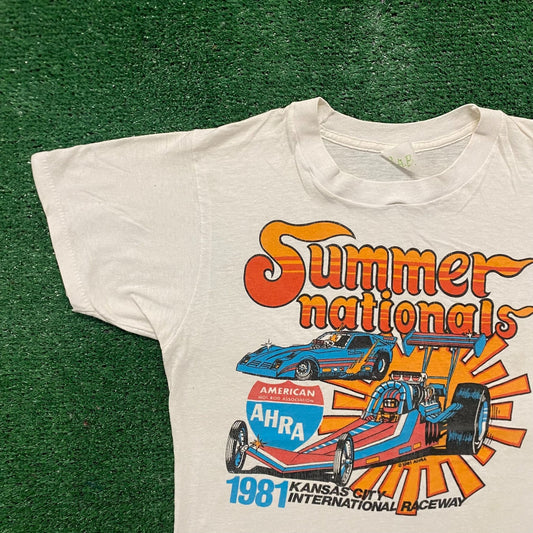 Vintage 80s AHRA Hot Rods Racing Single Stitch Cars T-Shirt