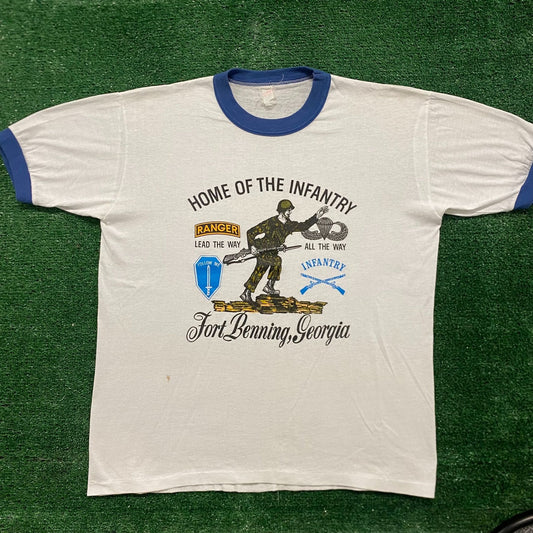 Vintage 80s US Army Fort Benning Single Stitch Military Tee