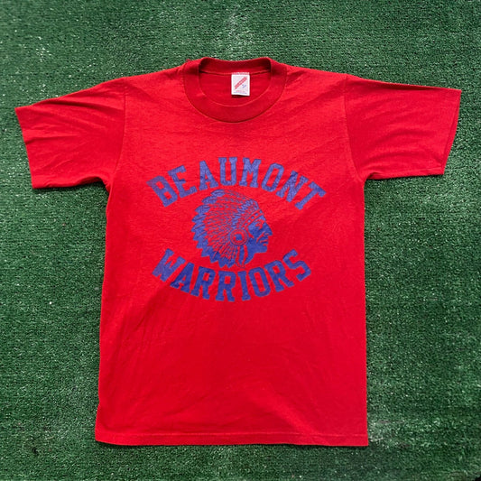 Vintage 80s Beaumont Warriors Athletics Single Stitch Tee