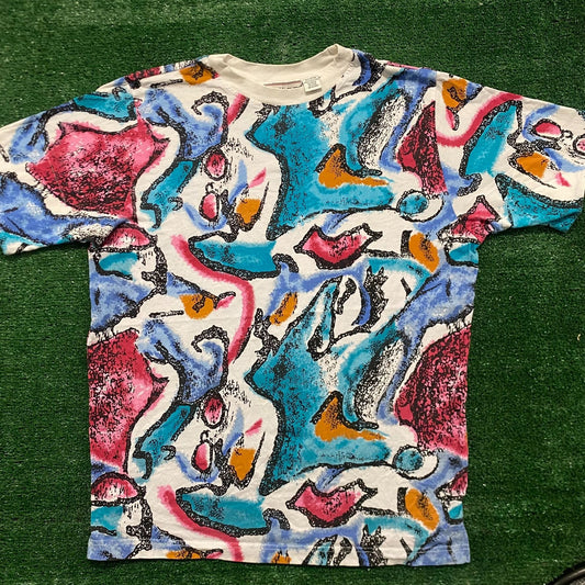 Vintage 80s Abstract Art Geometric AOP Essential T-Shirt