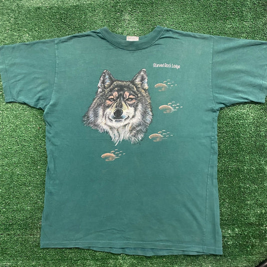 Vintage 90s Essential Wolf Western Nature Animals T-Shirt