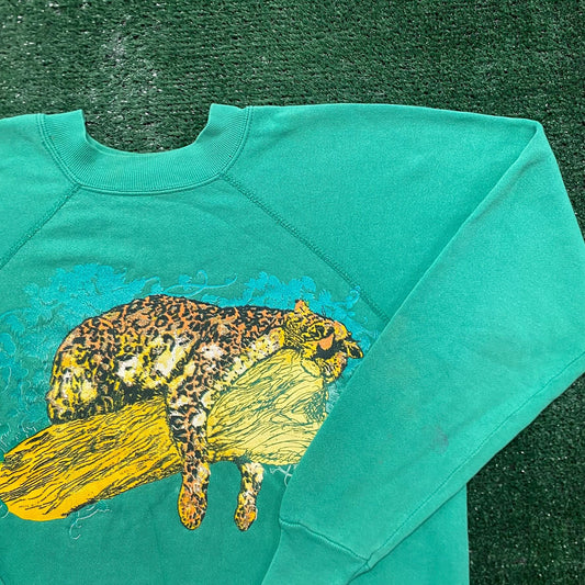 Vintage 80s Jaguar Nature Art Essential Crewneck Sweatshirt