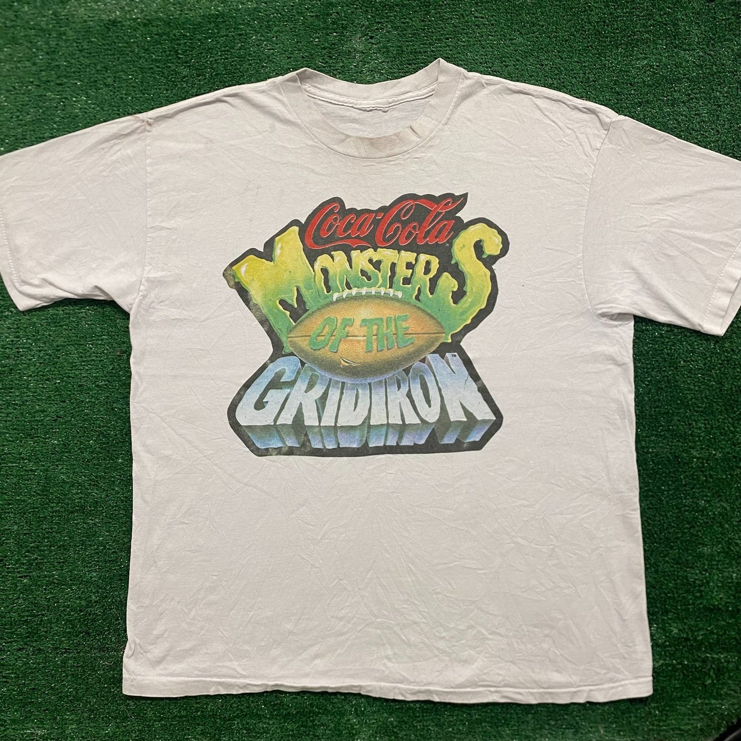 coca cola monsters of the gridiron shirt Vintage 90s Baggy Coca Cola Coke Monsters Football T-Shirt – Agent Thrift