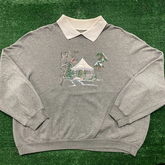 Vintage 90s Winter Nature Art Essential Baggy Sweatshirt