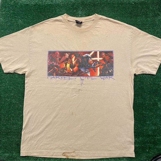 Vintage Y2K Marvel Civil War Baggy Tonal Comic Movie Tee