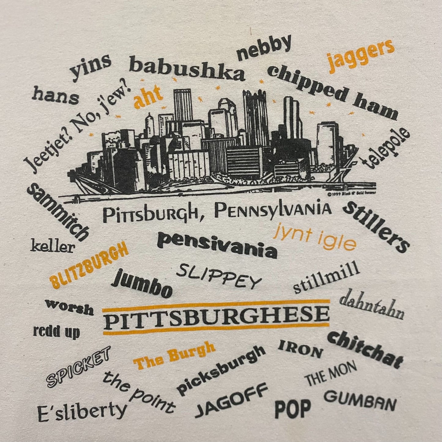 Vintage 90s Pittsburgh Slang Dictionary Tourist Humor Tee